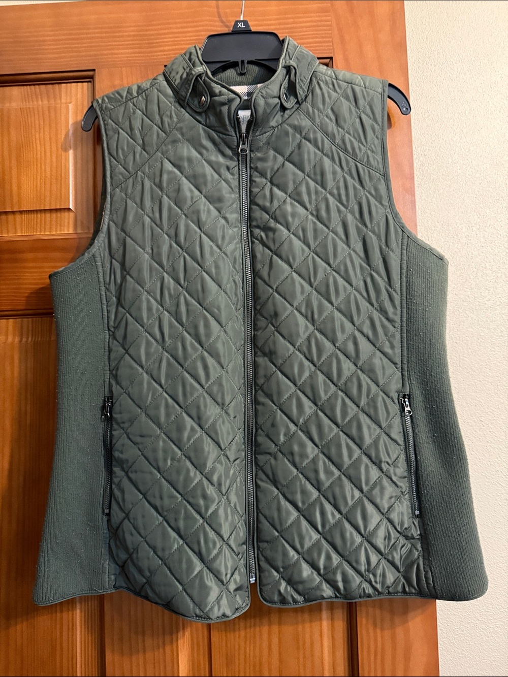 Quilted Sleeveless Vest - Olive Green size XL